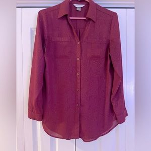 Christopher & Banks Womens Button Front Long Sleeve Blouse Shirt Small